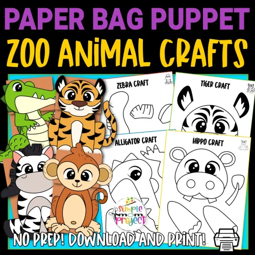 Diy paper bag crafts are so much fun! Use our printable zoo animal hand puppets in your next rainy day craft or classroom activity! Kids of all ages will love making these simple but creative zoo animal paper bag puppets!