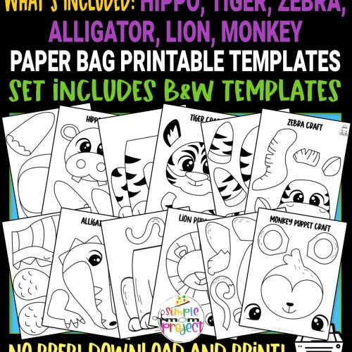 Diy paper bag crafts are so much fun! Use our printable zoo animal hand puppets in your next rainy day craft or classroom activity! Kids of all ages will love making these simple but creative zoo animal paper bag puppets!