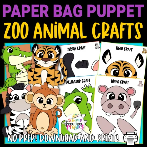 Are you looking for printable zoo animal puppets? These easy, full colored zoo animals are perfect for kids of any age, but especially preschool, toddler, and kindergarten students! From a zebra to a monkey, these hand puppet zoo animals will surely make your kids smile!