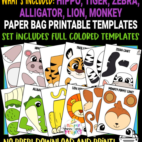 Are you looking for printable zoo animal puppets? These easy, full colored zoo animals are perfect for kids of any age, but especially preschool, toddler, and kindergarten students! From a zebra to a monkey, these hand puppet zoo animals will surely make your kids smile!