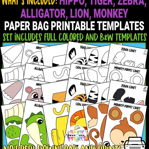 Are you looking for some zoo animal puppet printable templates? These fun craft ideas make the perfect hand puppets. All you need is our printable zoo animal templates, some brown paper sacks and your kids! You kindergartner, toddler and preschool kids will love making these fun zoo animal puppets!