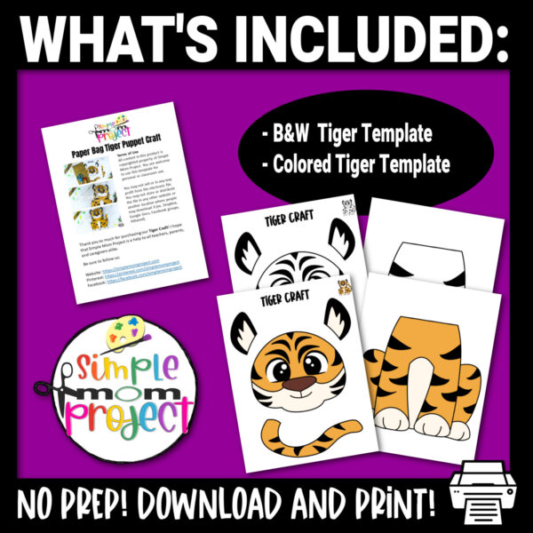 Are you searching for a fun craft activity to teach about the letter T? This easy peasy tiger paper bag hand puppet is the perfect preschool kids craft and your little ones will love making it! Grab your printable tiger template now!