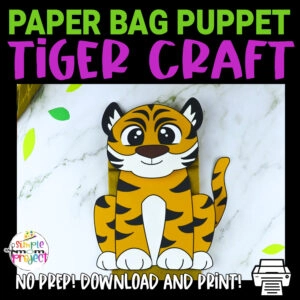 Are you searching for a fun craft activity to teach about the letter T? This easy peasy tiger paper bag hand puppet is the perfect preschool kids craft and your little ones will love making it! Grab your printable tiger template now!