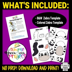 Are you looking for a printable zebra template to make a fun paper bag zebra puppet? This adorable zebra animal is the perfect preschool craft for teachers to teach their kids the letter z. Click now to grab your zebra hand puppet toddler craft now!