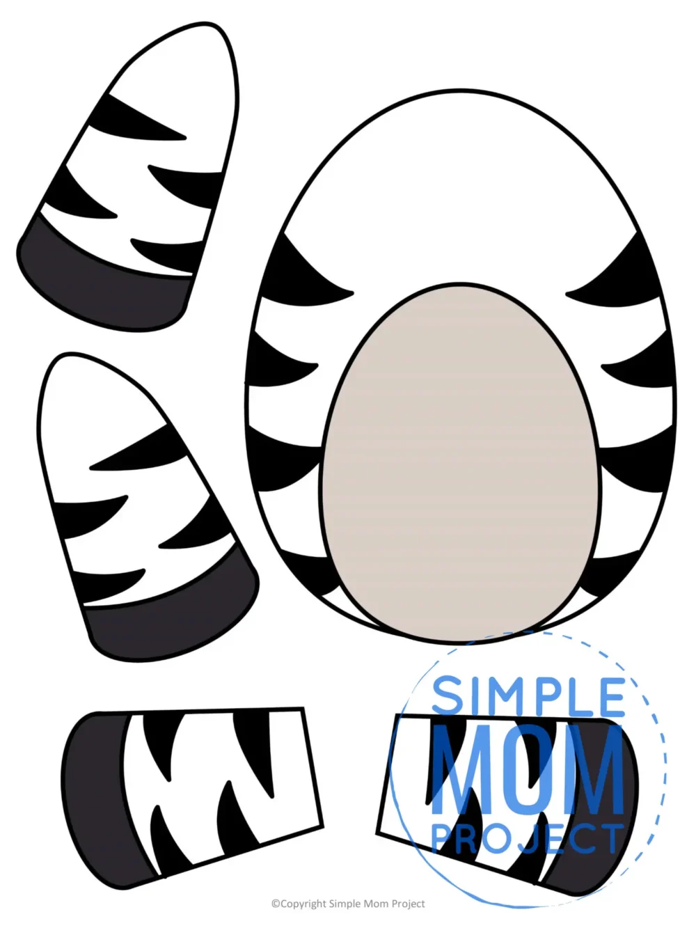 Printable Zoo Animal Zebra Paper Bag Puppet Craft for Kids, preschoolers, toddlers and kindergartners 5