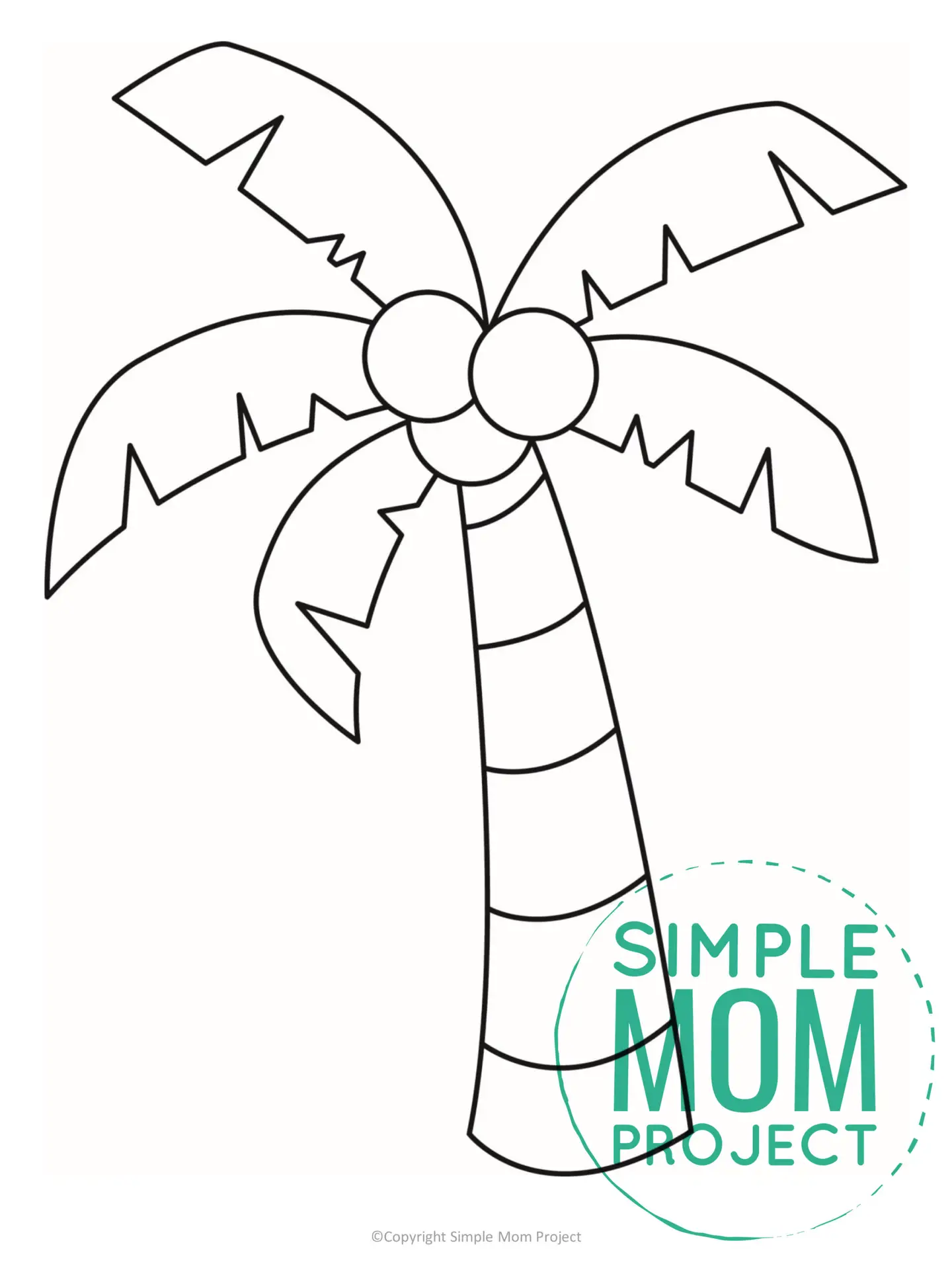 Printable Summer Beach Palm Tree Template for Kids, preschooler and toddler 2