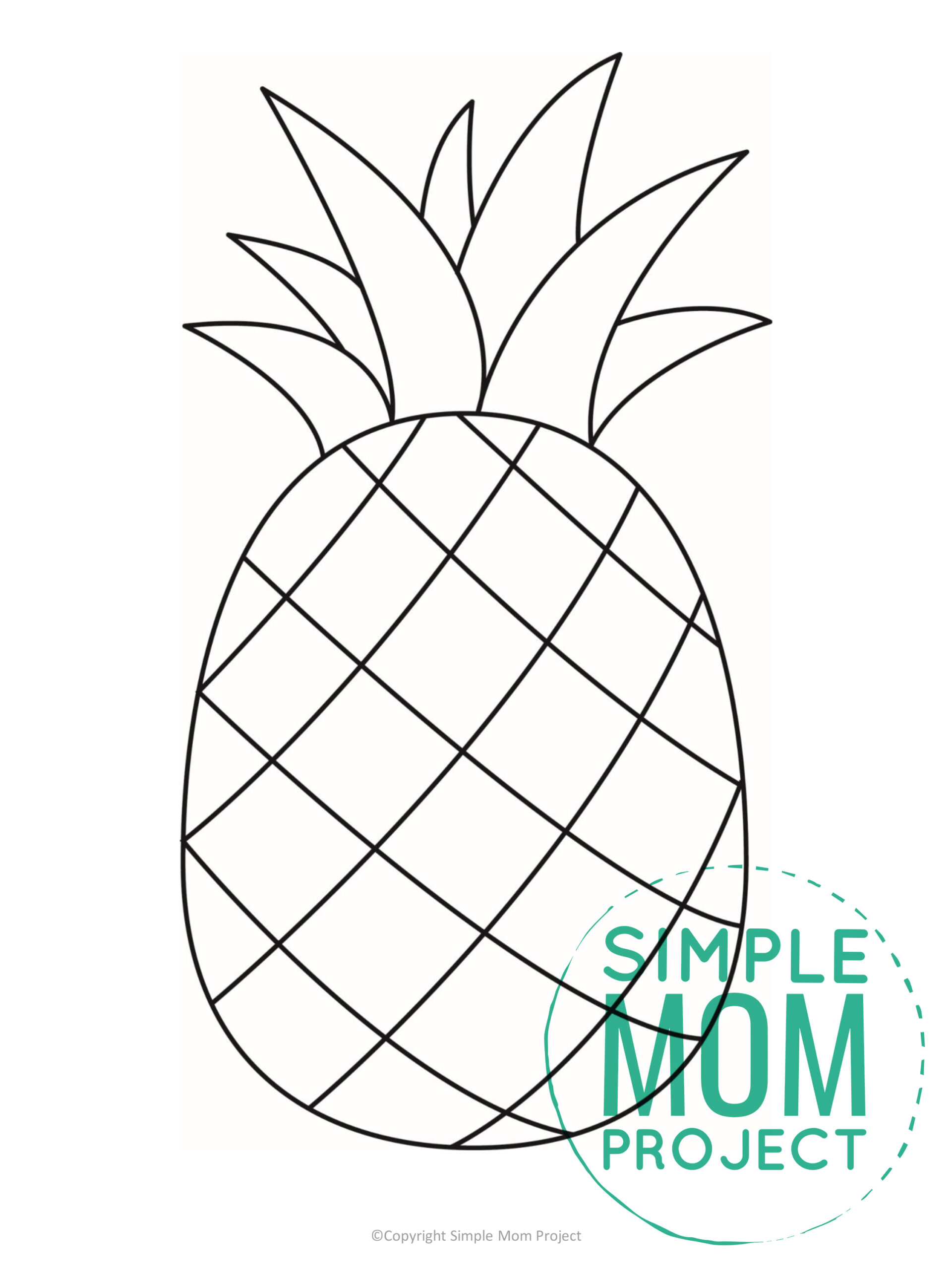 Printable Summer Beach Pineapple Template for Kids, preschooler and toddler 2