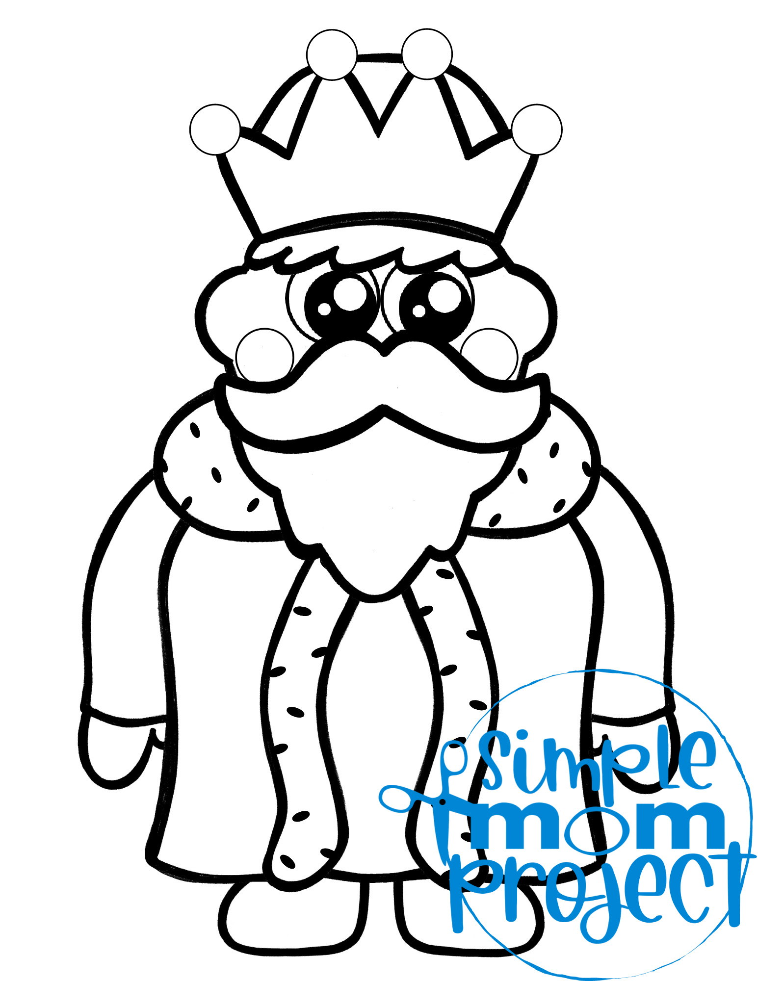 Printable royal king Template Coloring Page for kids preschoolers and toddlers 1