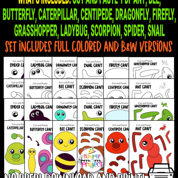 Looking for the easy bug character crafts for your preschoolers or toddlers? These cute insect crafts have fun cut and paste templates to keep toddlers, preschoolers or even big kids amused for hours! Including our popular ant craft, butterfly craft, caterpillar craft and bumblebee craft and many more these are sure to be a big hit with your kids for fun craft activities or even homeschooling lessons. Click now to grab these awesome bug craft templates today.