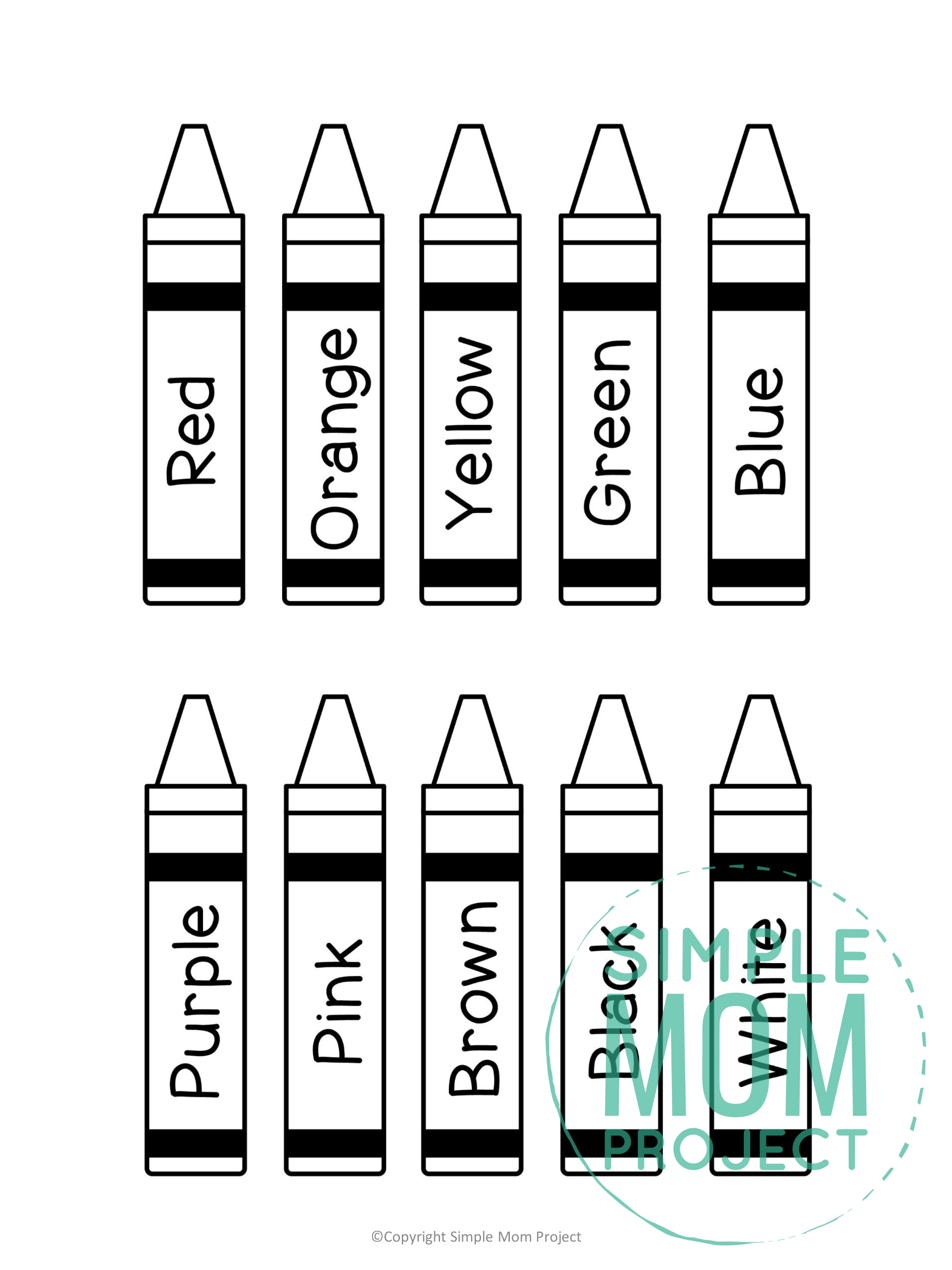 printable crayons template for kids preschoolers and toddlers