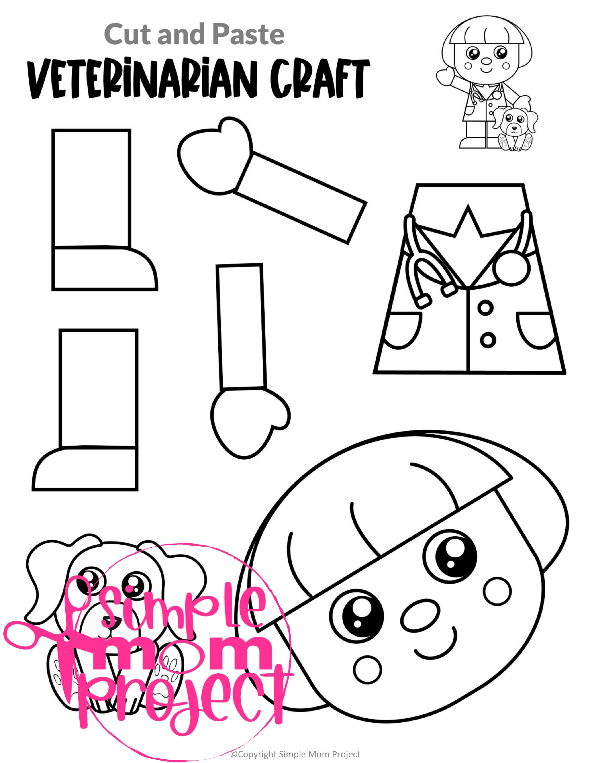 printable veterinarian craft for kids, preschoolers, toddlers and kindergartners 15