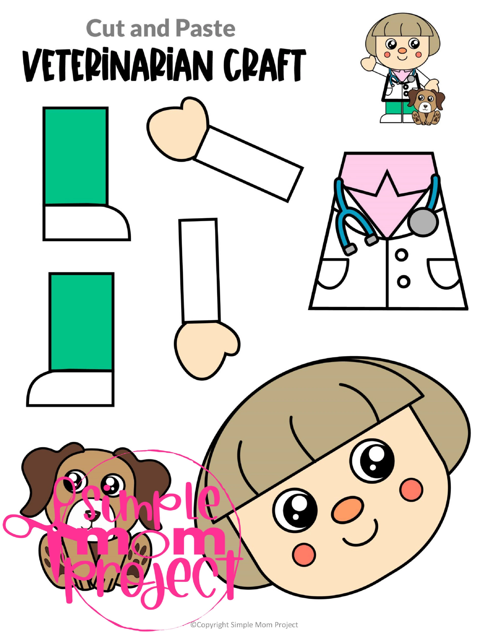 printable veterinarian craft for kids, preschoolers, toddlers and kindergartners 15