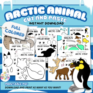 Winter’s just around the corner, so keep your kids warm inside with an adorable series of printable Arctic Animal Crafts. From Penguins & Seals, Foxes to Whales, there’s so many Arctic Animals to choose from! These full colored, simple cut & paste Arctic Animal crafts are fun art projects for toddlers or preschoolers & bring joy to homeschool activities. Click here to grab your full colored Arctic Animal Crafts today!