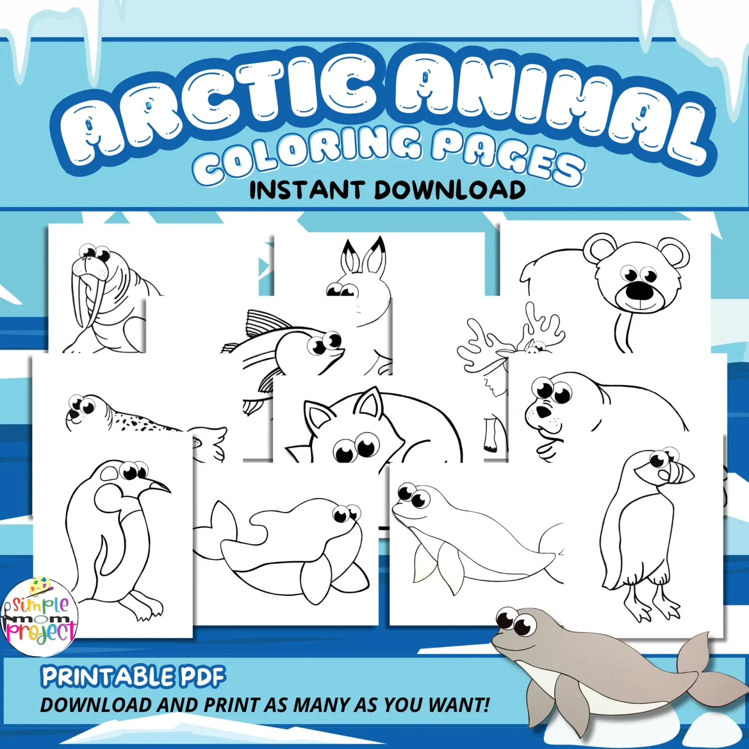 Are you looking for a fun way to teach your kids about arctic animals? What better way to bring fun to homeschooling than with the help of these simple Arctic Animal template coloring pages. Use our cute Baby Harp Seal, wily Arctic Fox or Proud Emperor Penguin to learn the alphabet and create fun coloring pages. They’re ideal for toddlers, preschoolers or kindergartners who love art projects, so click here and get your printable Arctic Animal coloring templates today!