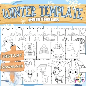 Grab these easy, printable winter Themed templates for winter decor, winter crafts and elementary school teachers, students preschoolers and toddlers. From a winter hat, snowman, mitten, clothes, winter tree, snowflakes and more, you can easily turn these winter templates into a fun winter themed banner or winter coloring activity for your kids. Easily click and download your set of our winter templates today!