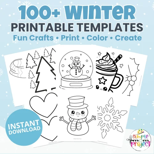 Looking for no-prep winter crafts for kids? Download this 100+ page printable bundle filled with snowflakes, mittens, animals, and more! Perfect for teachers, parents, and little learners. ☃️🖍️ #WinterCraftsForKids #PrintAndGo