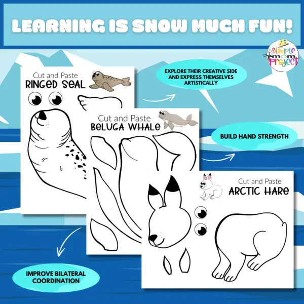 Winter’s just around the corner, so keep your kids warm inside with an adorable series of printable Arctic Animal Crafts. From Penguins & Seals, Foxes to Whales, there’s so many Arctic Animals to choose from! These black and white, simple cut & paste Arctic Animal crafts are fun art projects for toddlers or preschoolers & bring joy to homeschool activities. Click here to grab your blank Arctic Animal Crafts today!