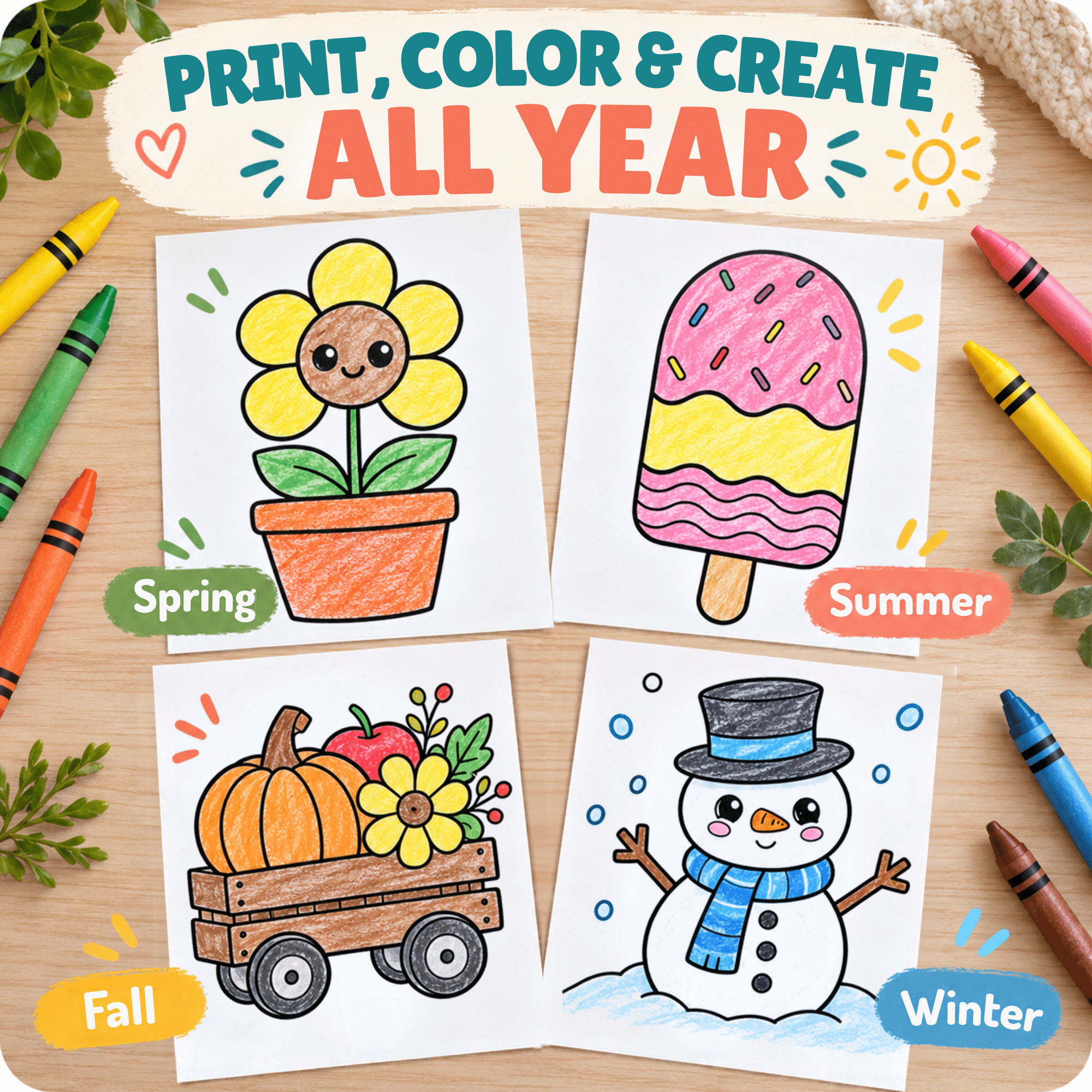 Four Seasons Craft Templates – 400+ Printable Activities for Kids - Image 2