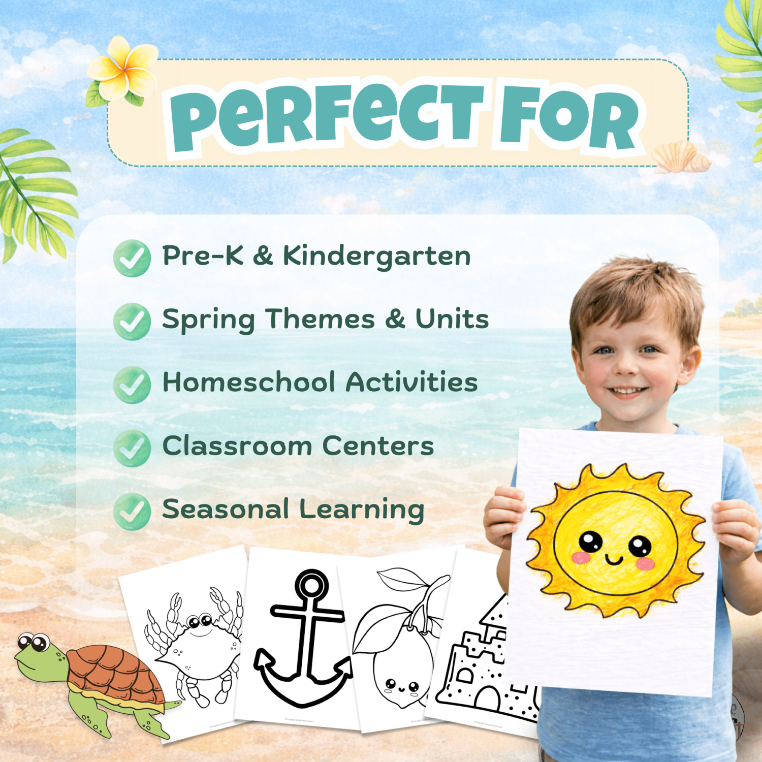 Summer activity bundle with over 100 printable templates and craft activities for young children.