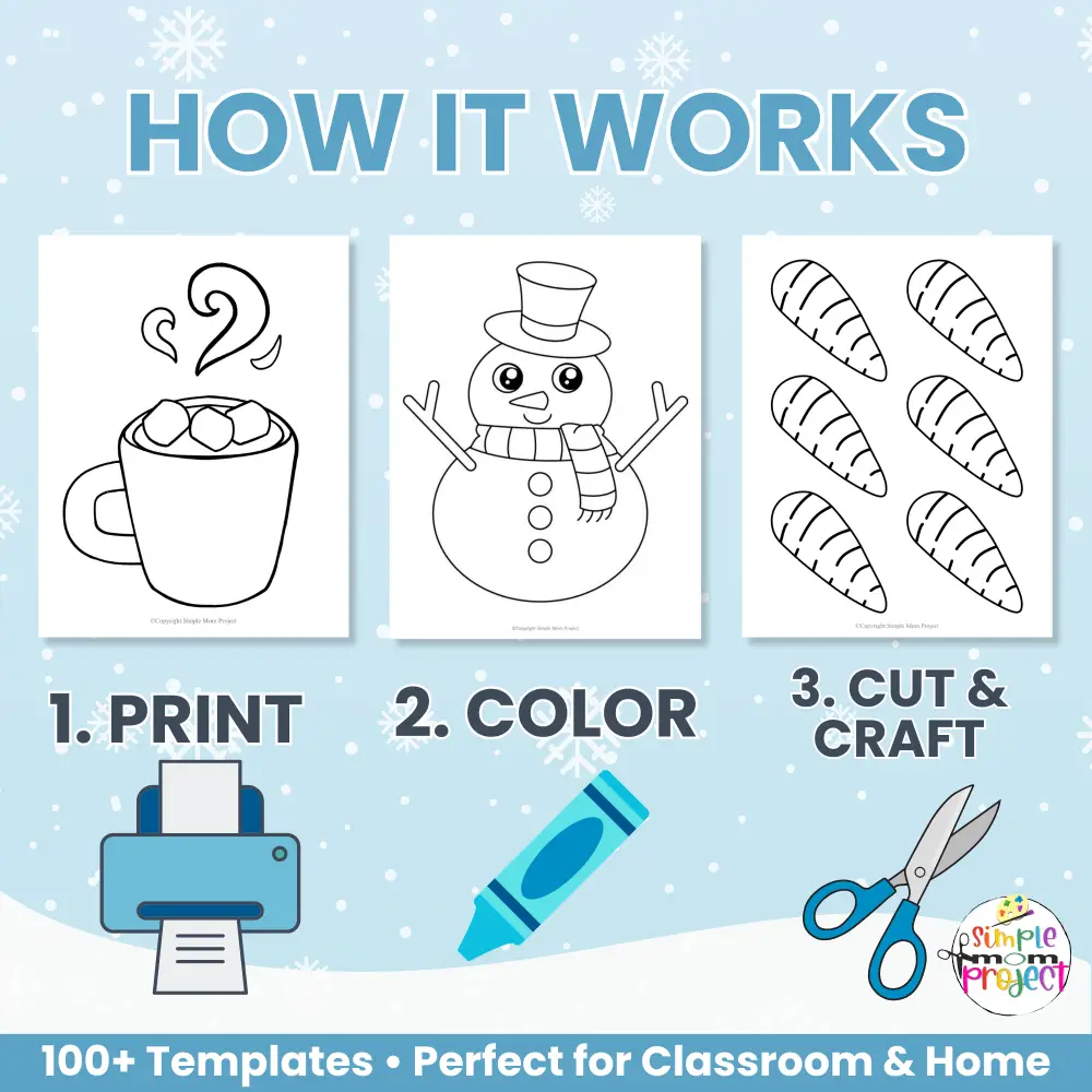 Discover the ultimate printable winter craft bundle! Over 100 pages of easy, creative, and educational activities for preschool and kindergarten kids. ❄️✂️ #PrintableActivities #WinterCrafts