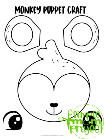 Printable Zoo Animal Monkey Paper Bag Puppet Craft for Kids, preschoolers, toddlers and kindergartners 1