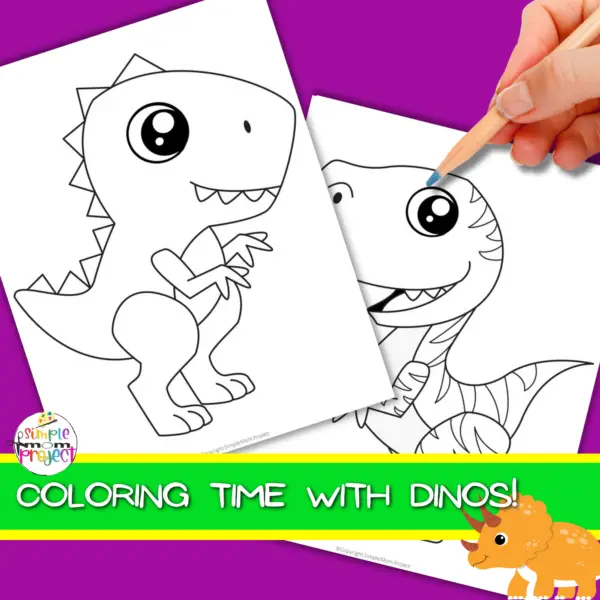 10 Adorable Dinosaur Printable Coloring Page Templates for Kids - Image 3