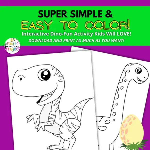 10 Adorable Dinosaur Printable Coloring Page Templates for Kids - Image 4