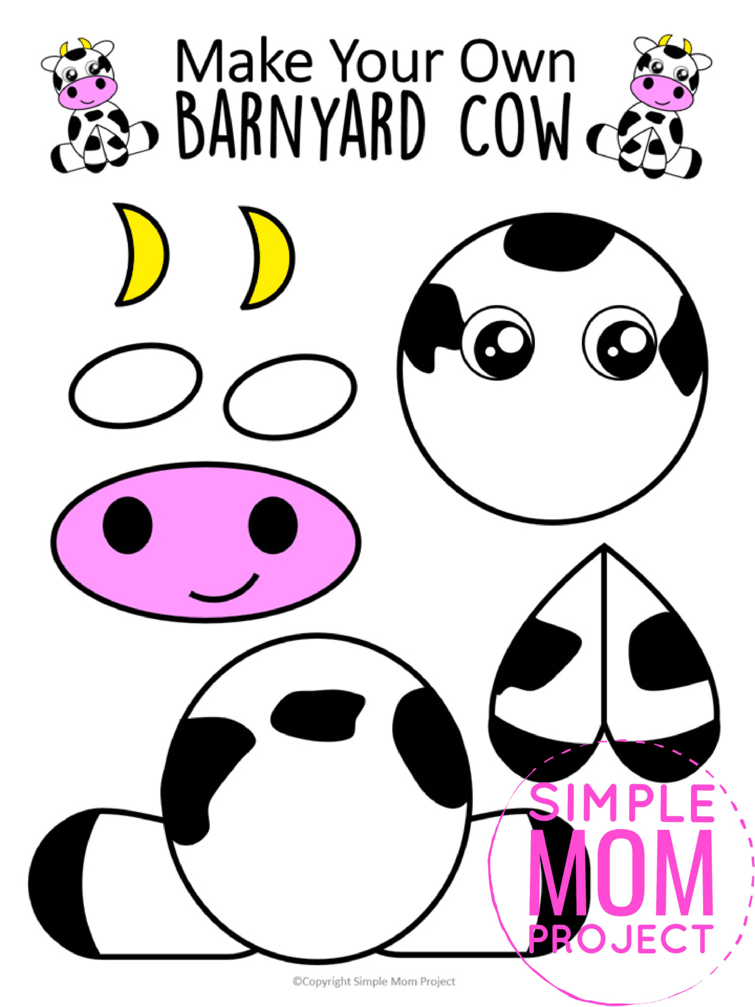 Build-a-Farm-Animal Cut and Paste Craft Templates - Simple Mom Project ...