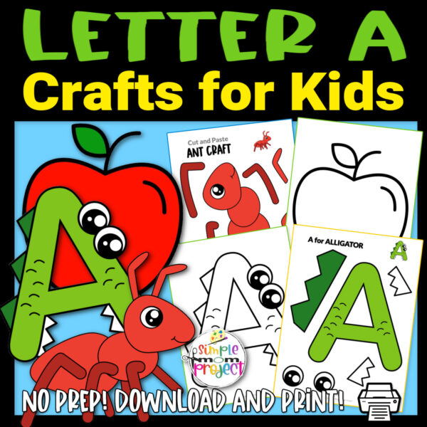 Grab our fun, no prep, printable Letter A alphabet craft for your preschoolers, toddlers, kindergarten kids! Teach your students the letter A with our cut and paste ant craft, a is for Alligator craft and a fun a is for Apple template! Your kids will love these simple letter A crafts. Print your copy now!