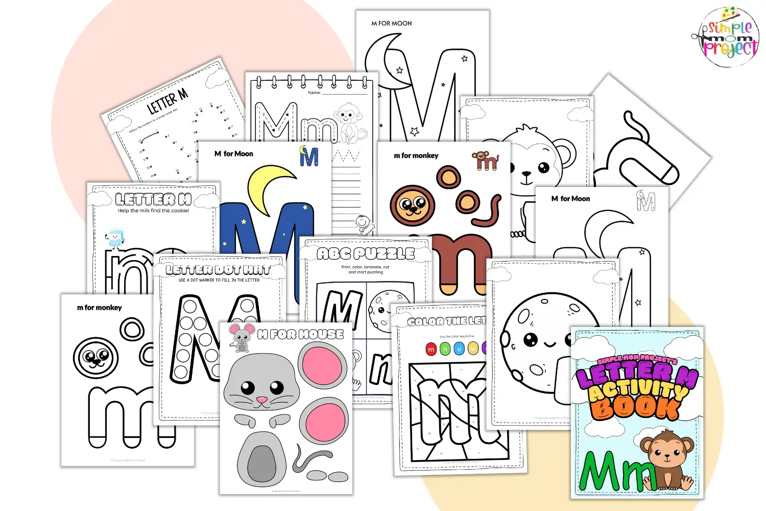Letter m printable, m worksheets, instant download, m preschool, toddlers, m coloring page, m uppercase, m lowercase, abc kindergarten, letter m phonics, letter m handwriting, letter m tracing, letter m pdf