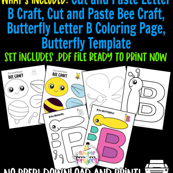 Download and purchase our printable letter B craft bundle for your toddlers, preschoolers, kindergarteners and elementary kids. Teach your students the B sound using our B for butterfly cut and paste craft, letter B coloring page and this fun bumblebee craft. This letter B craft bundle brings tons of fun for the whole class, kids will surely enjoy it!