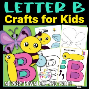 Download and purchase our printable letter B craft bundle for your toddlers, preschoolers, kindergarteners and elementary kids. Teach your students the B sound using our B for butterfly cut and paste craft, letter B coloring page and this fun bumblebee craft. This letter B craft bundle brings tons of fun for the whole class, kids will surely enjoy it!