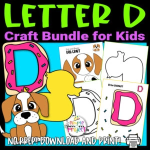 Grab our fun and easy printable letter D craft bundle for your kids. Teach your students the letter D with our D for donut cut and paste craft, dog craft and duck template. These fun activities will keep your kids’ little hands busy and motivated while developing fine motor skills. Print your copy now and share it with others today!