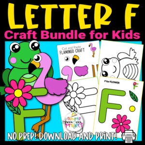 Grab our low-prep, fun printable letter F craft bundle for your little ones while they are stuck at home. Teach your kids the letter F sound with our F for flower cut and paste crafts, flamingo craft and frog template. Kids can work on their coloring, cutting and sticking skills with these printable letter F templates. Purchase your own letter F templates now!