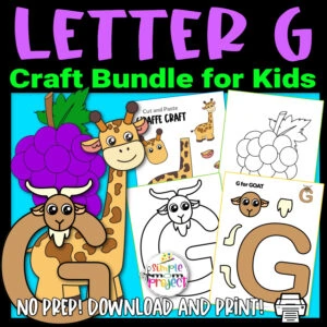 Download and purchase this fun printable letter G craft bundle today. This bundle includes letter G for goat craft, letter G coloring page, giraffe cut and paste and grape template that’s perfect to use when teaching your preschoolers the G sound. Our letter G printable crafts are perfect to share to your family and friends. Be sure to print your copy now!