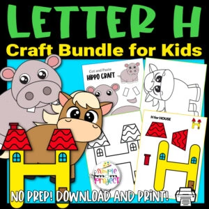 Get our easy printable letter H craft bundle to keep your toddler, preschool and kindergarten kids productive during the weekend. Teach your kids the letter H with our hippo cut and paste crafts, H is for house craft and a cute H for horse template. Kids will be able to recognize the letter H through this activity while developing their fine motor skills and creativity. Make sure to print your copy today!