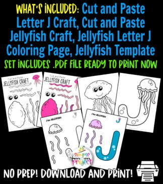 Grab our fun printable letter J craft bundle for kids to enhance their imagination and creativity. Teach your preschoolers the /J/ sound with our J for jellyfish crafts, letter J coloring page and jellyfish cut and paste crafts. Not only kids will learn to recognize the letter J, but they will also learn the fun facts about jellyfishes! Your kids will love these simple letter J crafts so be sure to print your copy now!