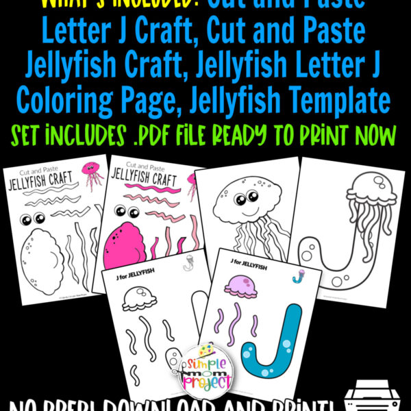 Grab our fun printable letter J craft bundle for kids to enhance their imagination and creativity. Teach your preschoolers the /J/ sound with our J for jellyfish crafts, letter J coloring page and jellyfish cut and paste crafts. Not only kids will learn to recognize the letter J, but they will also learn the fun facts about jellyfishes! Your kids will love these simple letter J crafts so be sure to print your copy now!