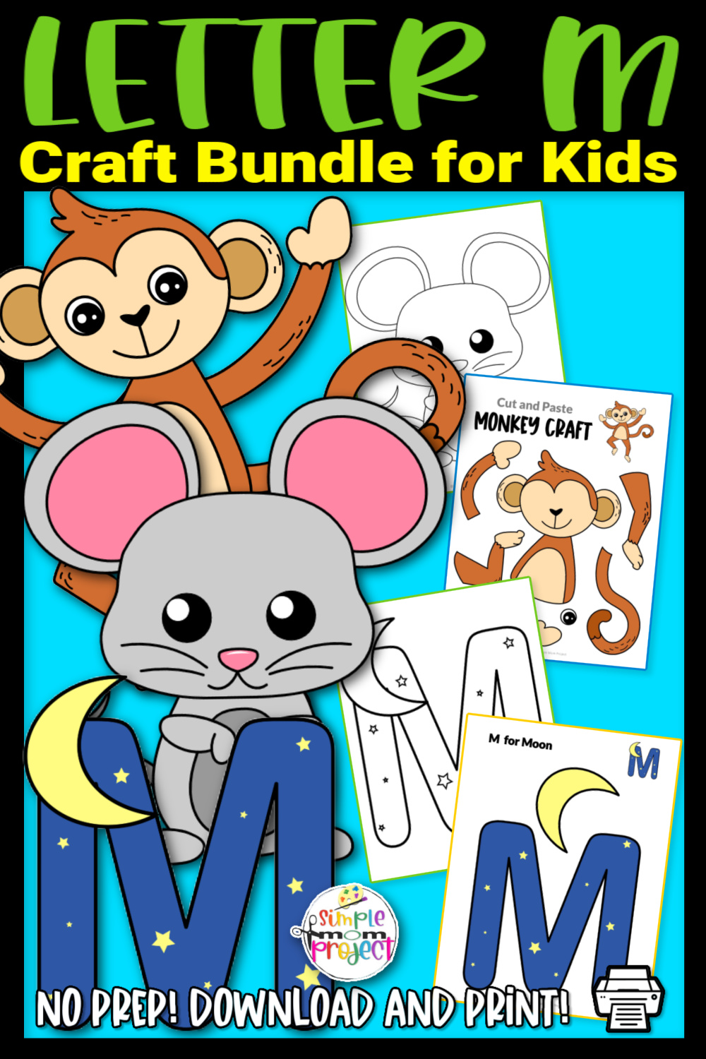 Letter M Craft Printable Bundle for Kids, Preschoolers, toddlers, kindergartners 2