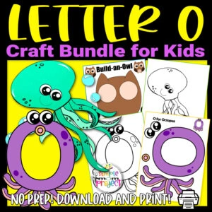 Purchase our basic printable letter O craft bundle to help your kids learn the beginning sounds, letter formation, upper and lowercase letters. We have the letter O for octopus crafts, cut and paste owl crafts and the adorable octopus template for your preschoolers to practice their coloring, cutting and sticking skills. Don’t forget to print your copy today!