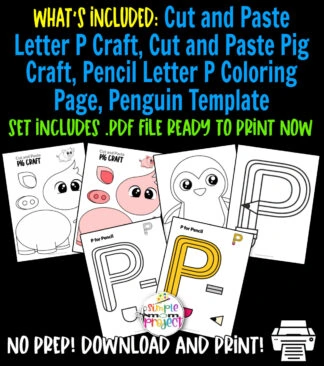 Grab our easy, low prep printable letter P craft templates for your little ones. Teach your kids the letter P sound with our P is for pencil crafts, cut and paste pig crafts and a fluffy penguin template. It’s a fun activity to keep your kids’ little hands busy and motivated. Be sure to print your letter P templates now!