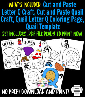 This printable letter Q craft bundle is a fun letter recognition activity for toddlers, preschoolers or kindergarteners to create when they are learning the letter /Q/ sound. Kids will love how easy to color, design and put together all these printable letter Q crafts. Make sure to purchase your own letter Q templates today!