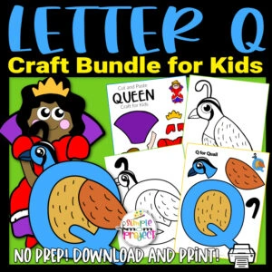 This printable letter Q craft bundle is a fun letter recognition activity for toddlers, preschoolers or kindergarteners to create when they are learning the letter /Q/ sound. Kids will love how easy to color, design and put together all these printable letter Q crafts. Make sure to purchase your own letter Q templates today!