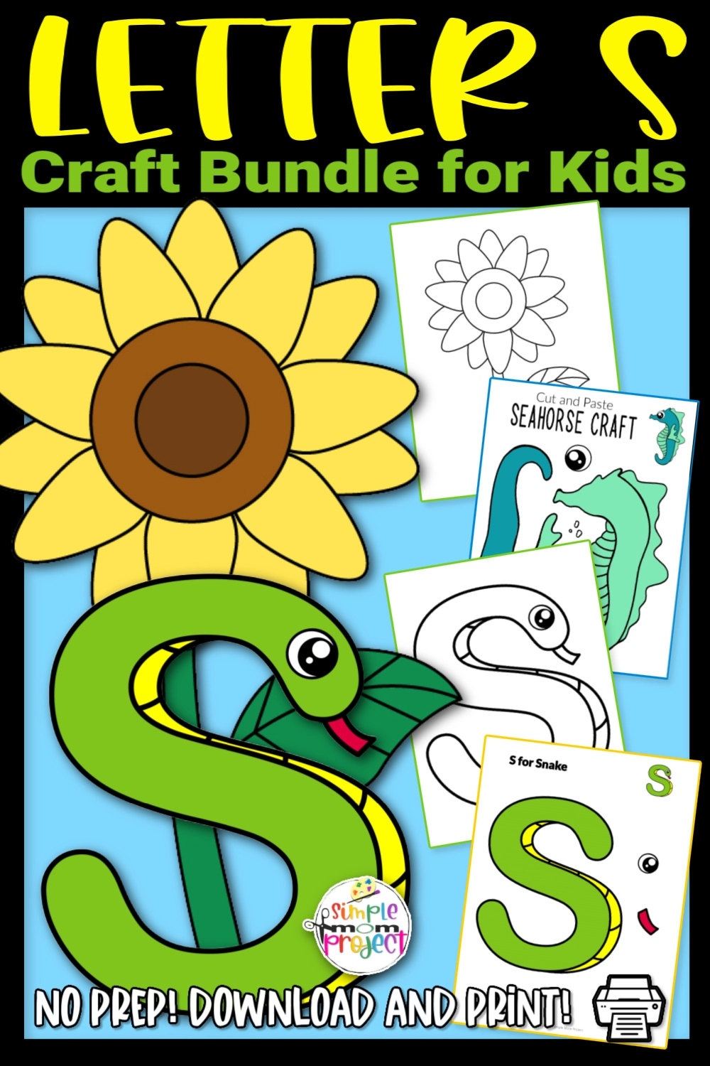 Letter S Craft Printable Bundle for Kids, Preschoolers, toddlers, kindergartners 1