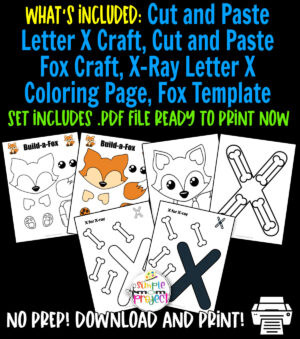 Grab our fun, no prep printable letter X craft templates for your young children, preschool, kindergarten and elementary kids. Teach your students the letter X with our X for x-ray craft, letter X coloring page, cut and paste fox craft and a friendly fox template. Kids will enjoy coloring and designing their own letter X templates any way they like. Be sure to print your copy today!