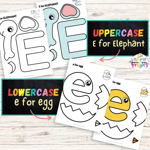 Keep restless kids engaged with printable letter E craft templates featuring elephants in color and black & white. These activities are fantastic for developing fine motor skills while also teaching the "E" sound and words that start with it. Be sure to share these templates with enthusiasts of elephant and egg!