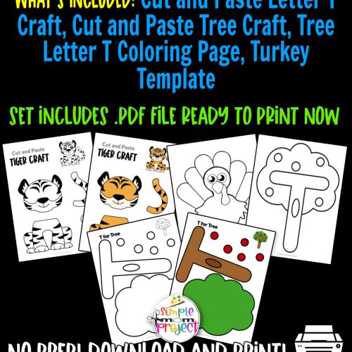 Purchase now our printable letter T craft bundle for your children. These printable letter T craft templates are perfect for kids who are learning their alphabet letters. This bundle includes letter S for snake craft, letter S coloring page, cut and paste seahorse craft and a lovely sunflower template. Be sure to print your copy today!