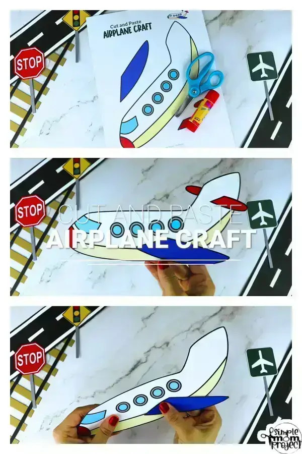 Printable Airplane Craft Transportation Vehicle Template for Kids, Preschool, Toddlers, Kindergarten 9