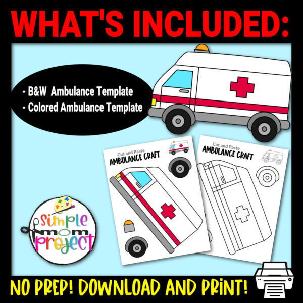 Are you looking for a fun, low prep craft activity for your kids? This printable diy ambulance craft template is suitable for kids of all ages, especially to toddlers, preschoolers and kindergarteners. Make sure to include this printable ambulance template in your lesson plans about vehicles or transportations. Don’t wait any longer, download and print your own ambulance template now!