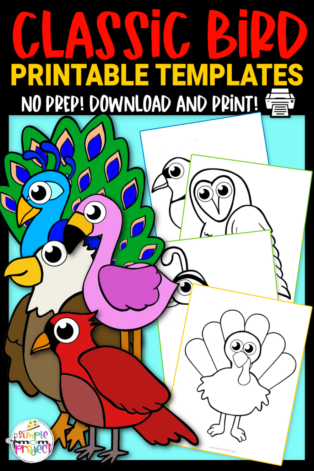 Printable Classic Bird Template Crafts for Kids, preschoolers, toddlers and kindergarten 2